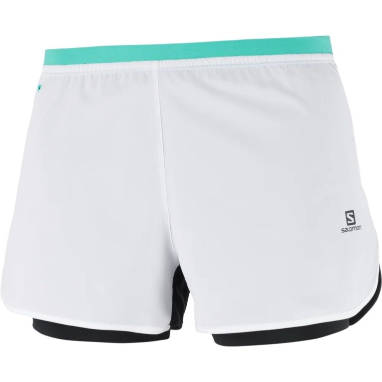 White Salomon Cross 2in1 Women's Running Shorts | PH 81274E